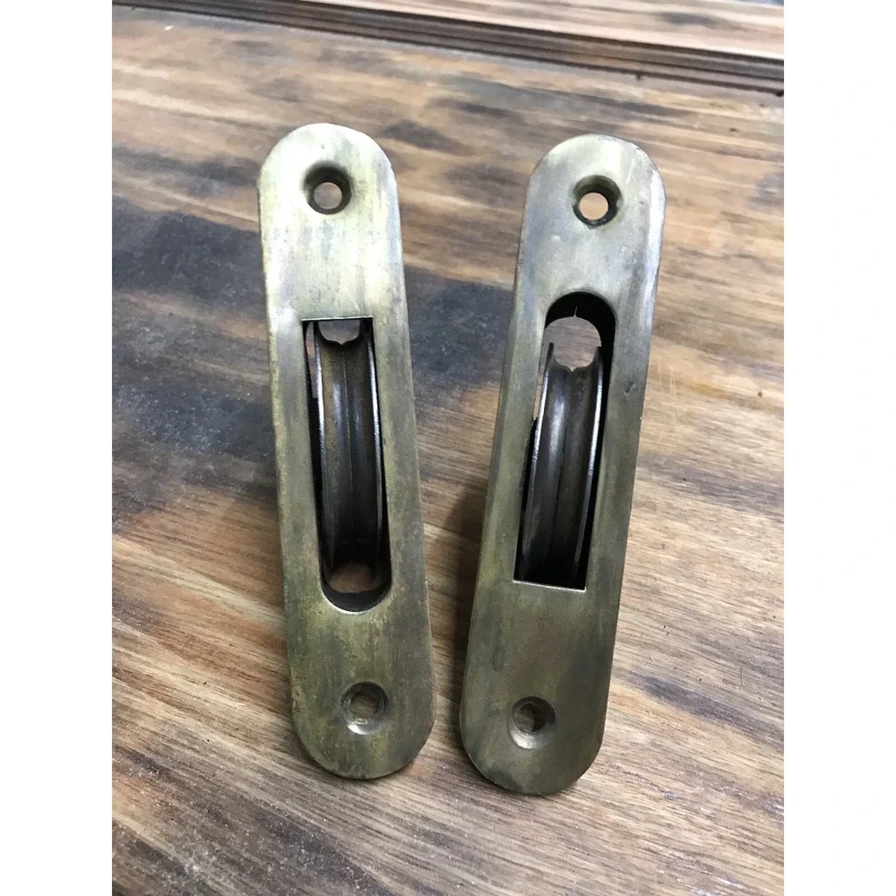 Lot Of 2 vintage victorian window weight pulleys 6 in By‎ 1 Inch .